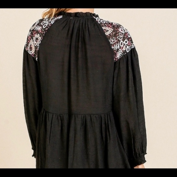 💥SALE💥Umgee - Puff Sleeve Black Dress - Picture 7 of 8